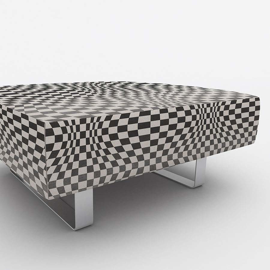 Design Pool pattern Illusion shown used on upholstery in color black.