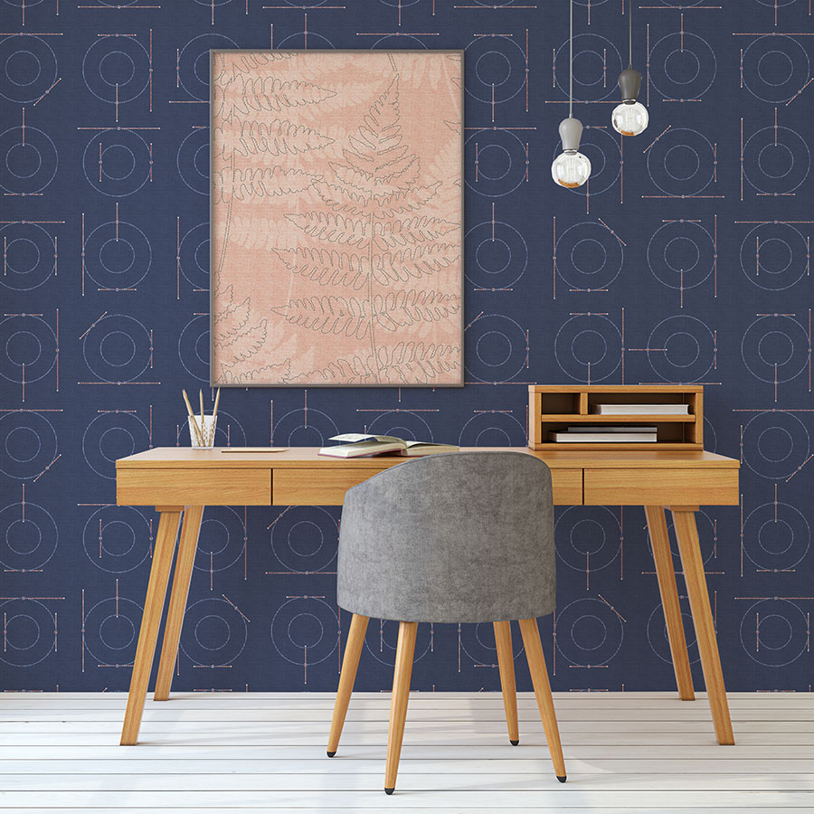 Pattern Font Design P2029 in Blue on Wallpaper