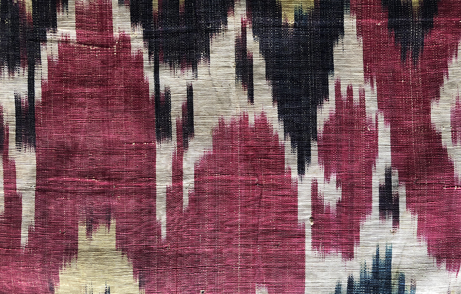 An example of a Central Asian silk ikat fabric.