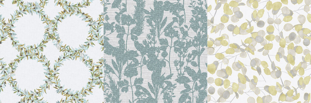 Three pattern designs created by Kristen Dettoni, inspired by her connection to Italy.