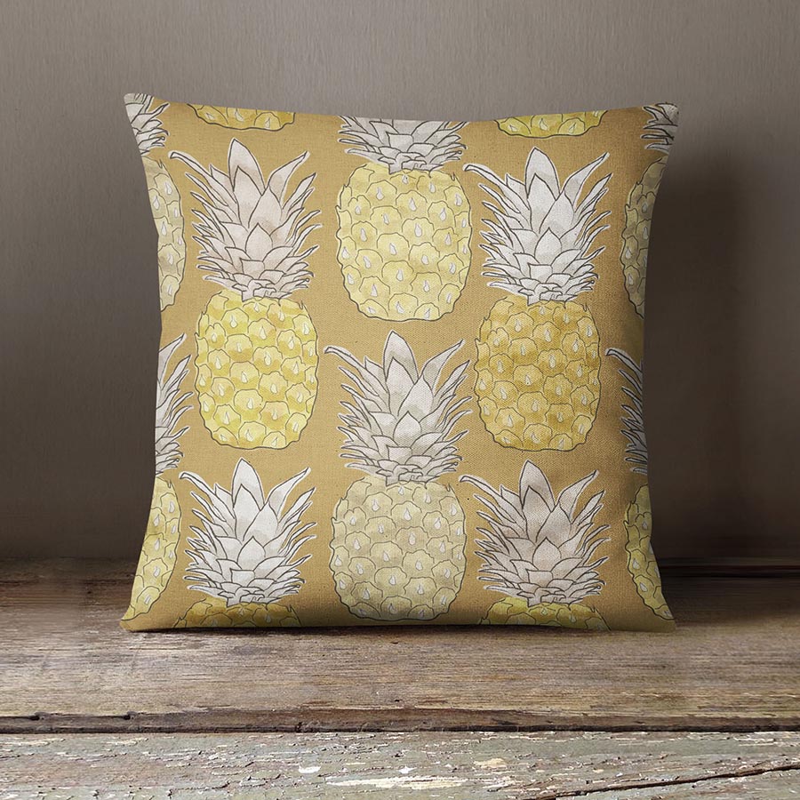 Pineapple Surprise Pattern P1321 in Yellow on Pillow for Home or Hotel