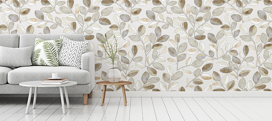 Cherry Plum Leaves Pattern P636 in Walls