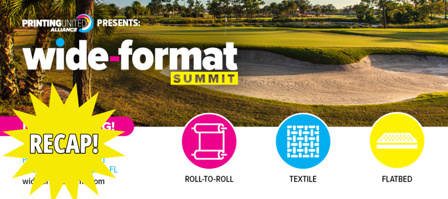 Wide-format Summit promotional header with a star that says recap to share key takeaways from the wide-format summit|