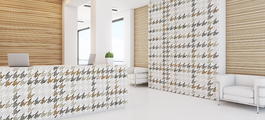 Plaid Houndstooth Pattern P456 in Hotel Lobby