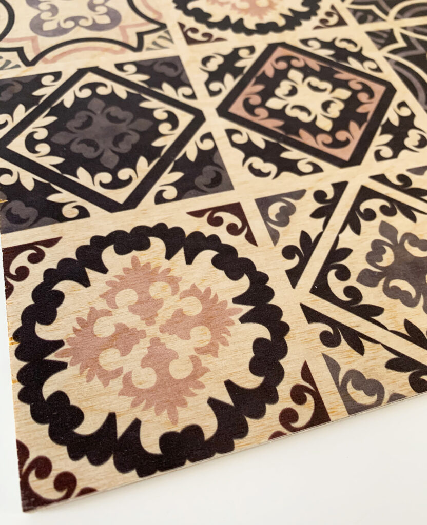 Design Pool pattern Seville Square printed on wood by Chroma Imaging.