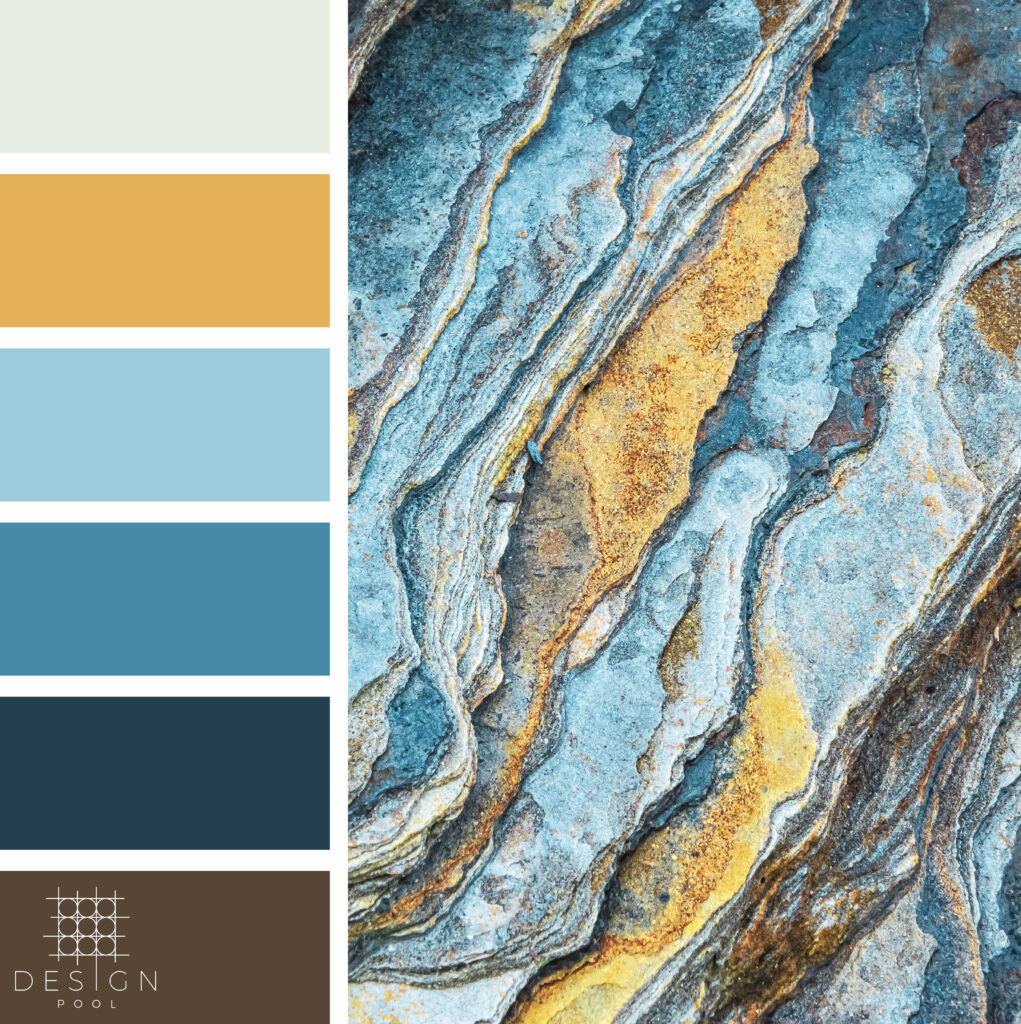 Color palette with six swatches of color created by a rock formation.