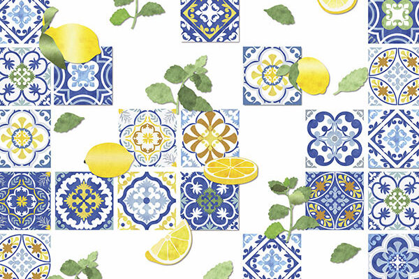 P1626a Mediterranean Lemons in Blue