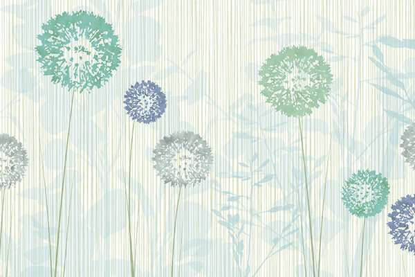 P2113a Dandelions Seamless Pattern in Teal