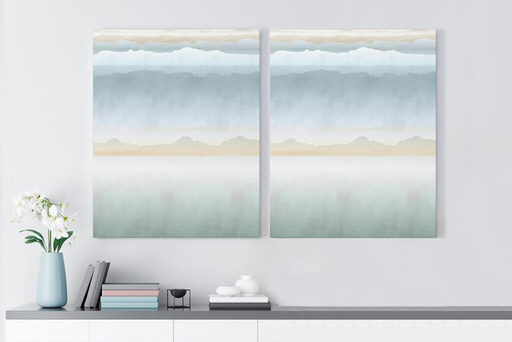 An image of a room with artwork hanging that highlights a pattern by Design Pool.