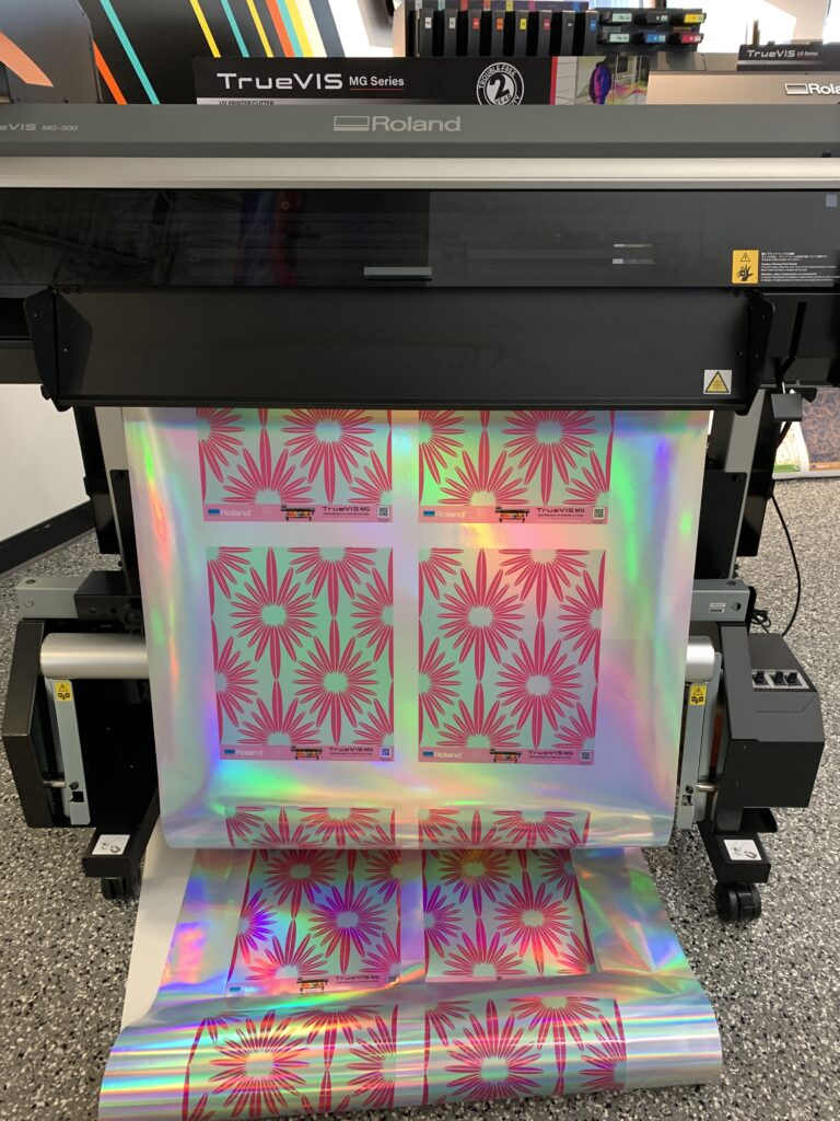 Roland printer printing a Design Pool pattern.