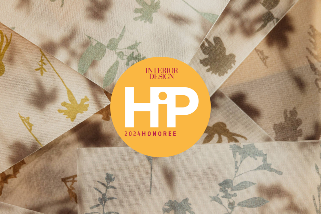 Design Pool pattern Drop Shadow Garden in the background with a graphic on top that reads Interior Design 2024 HiP Honoree