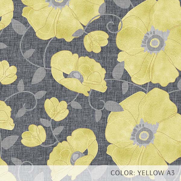 Floral Poppies Pattern P774 in Yellow